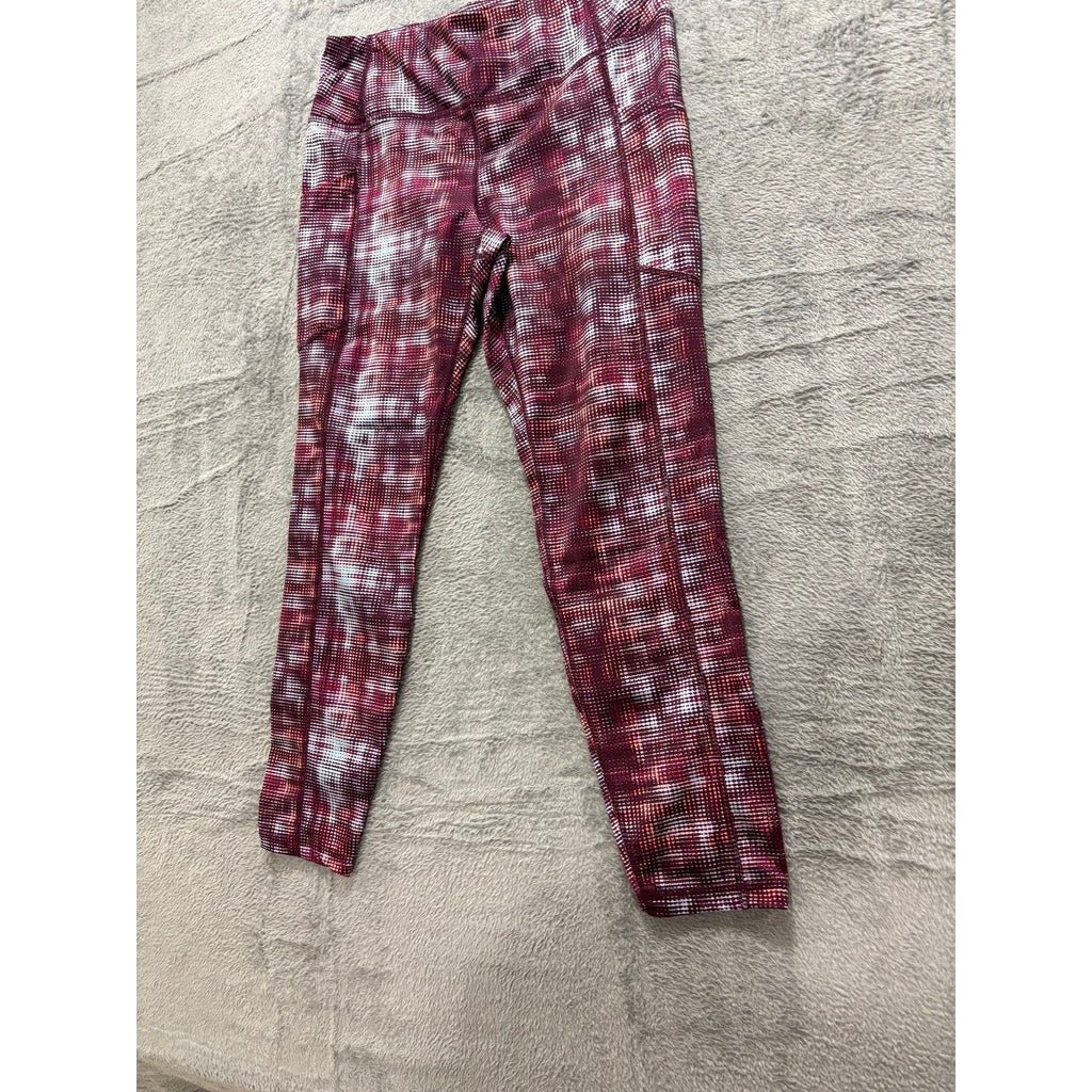Pro Player Womens M Maroon Printed Athletic Leggings Athleisure Casual