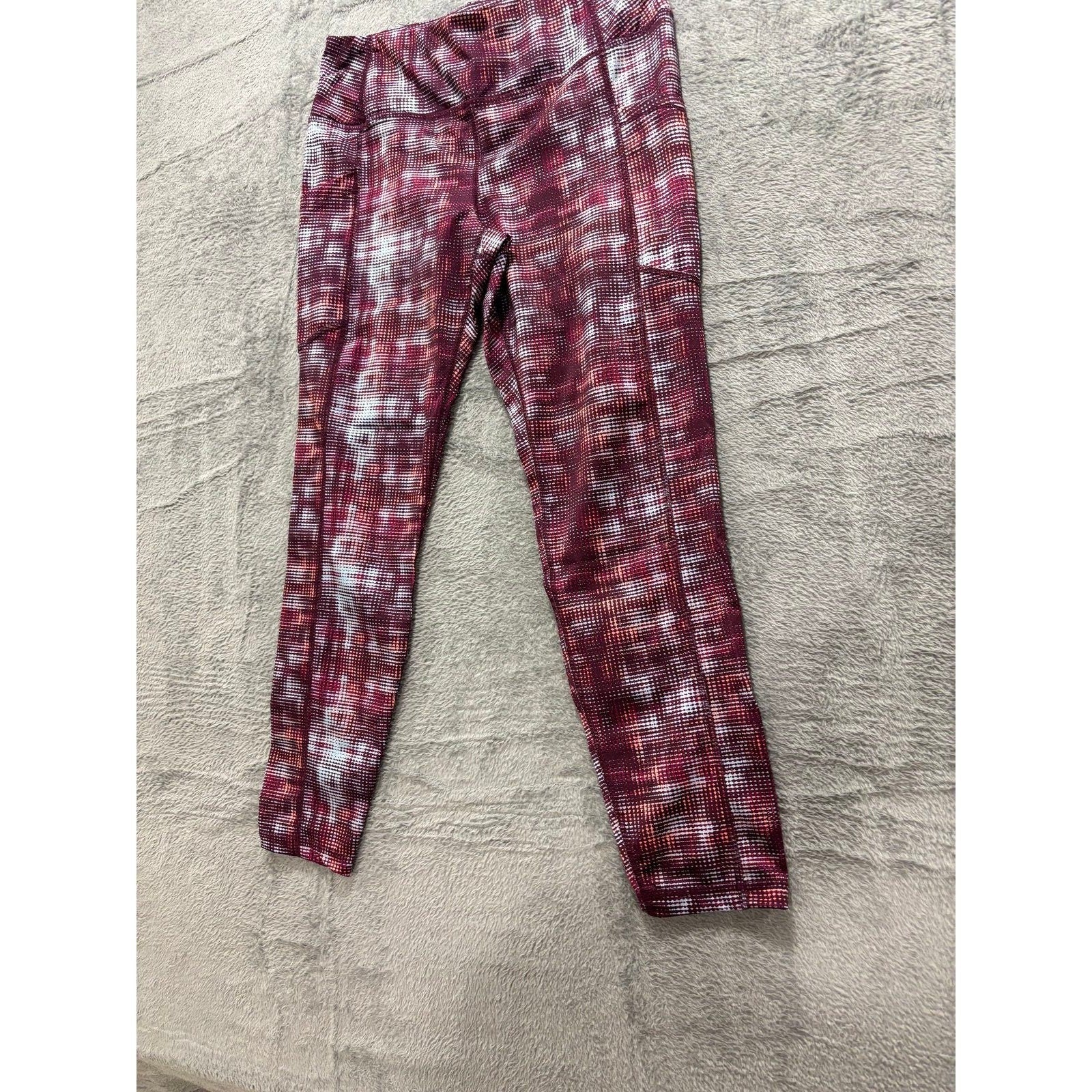 Pro Player Womens M Maroon Printed Athletic Leggings Athleisure Casual