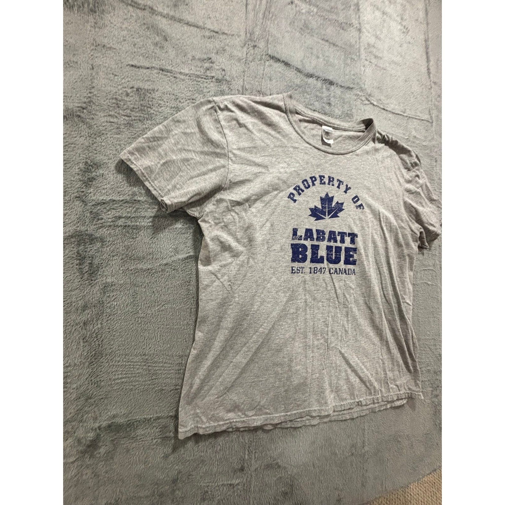 Gildan XL Gray Labatt Blue Beer Graphic T-Shirt Womens Casual Vintage Style
