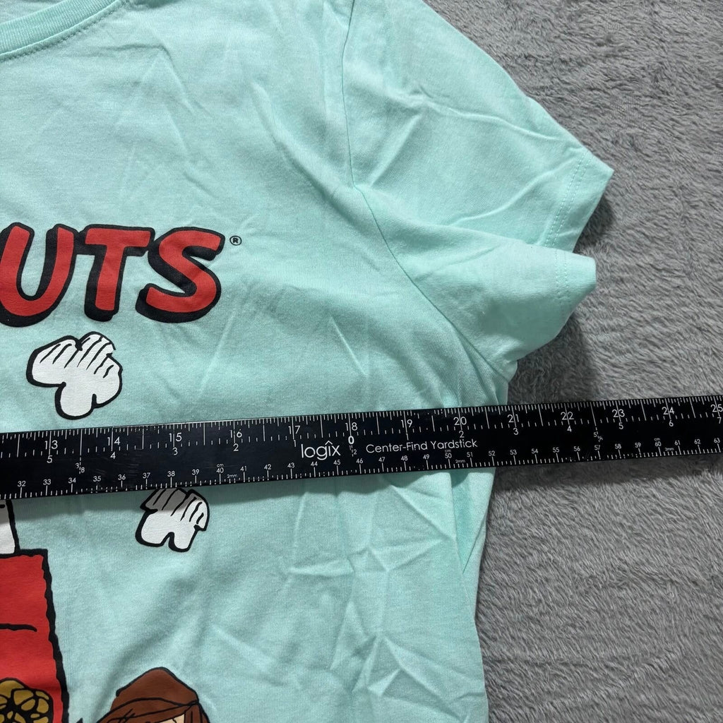 Peanuts Hybrid Womens XL Mint Green Snoopy Graphic T-Shirt Casual Vintage Style