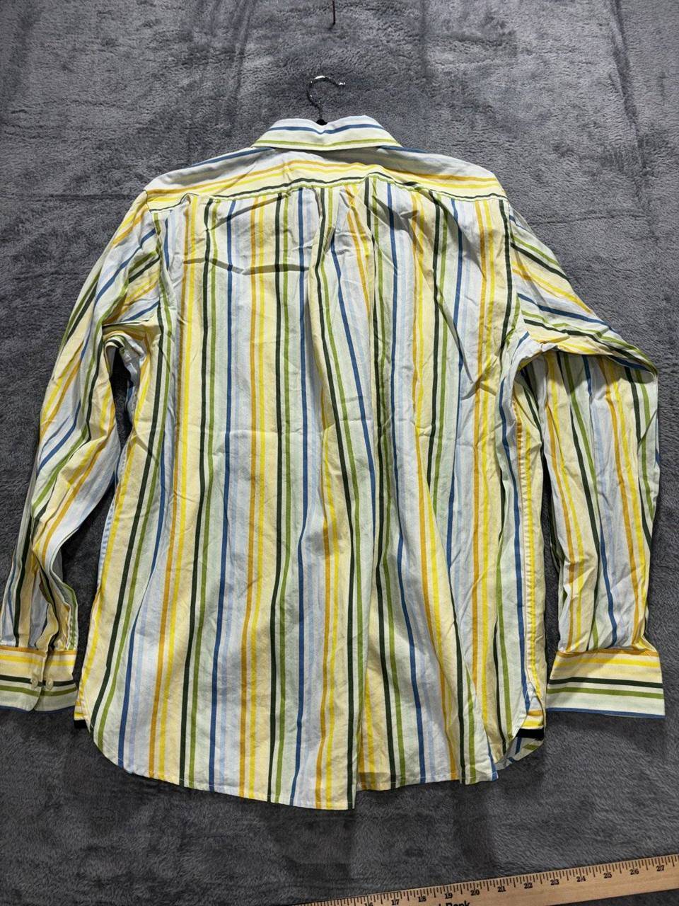 Gap Men's Yellow Blue Green Striped Shirt Size L, photo 7 of 10