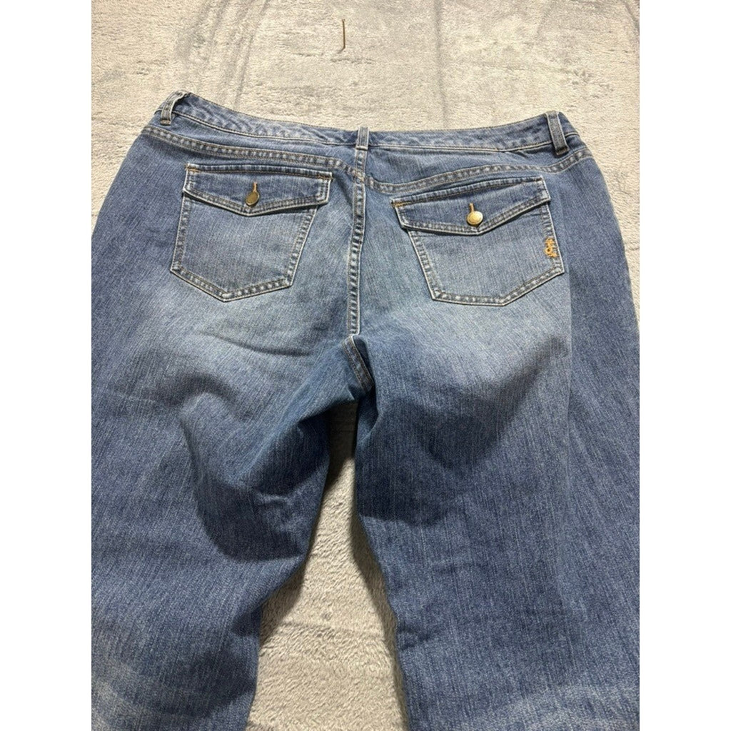 Daisy Fuentes Blue Bootcut Jeans Womens 16W Medium Wash Mid Rise Stretch Plus