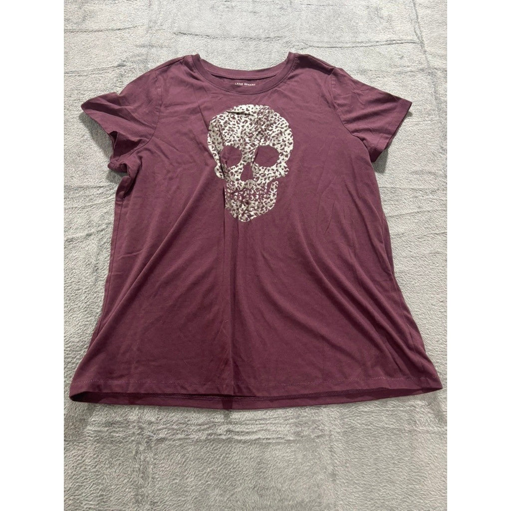 Lane Bryant Purple Skull Leopard Print Graphic Tee Womens 14/16 Plus Rocker