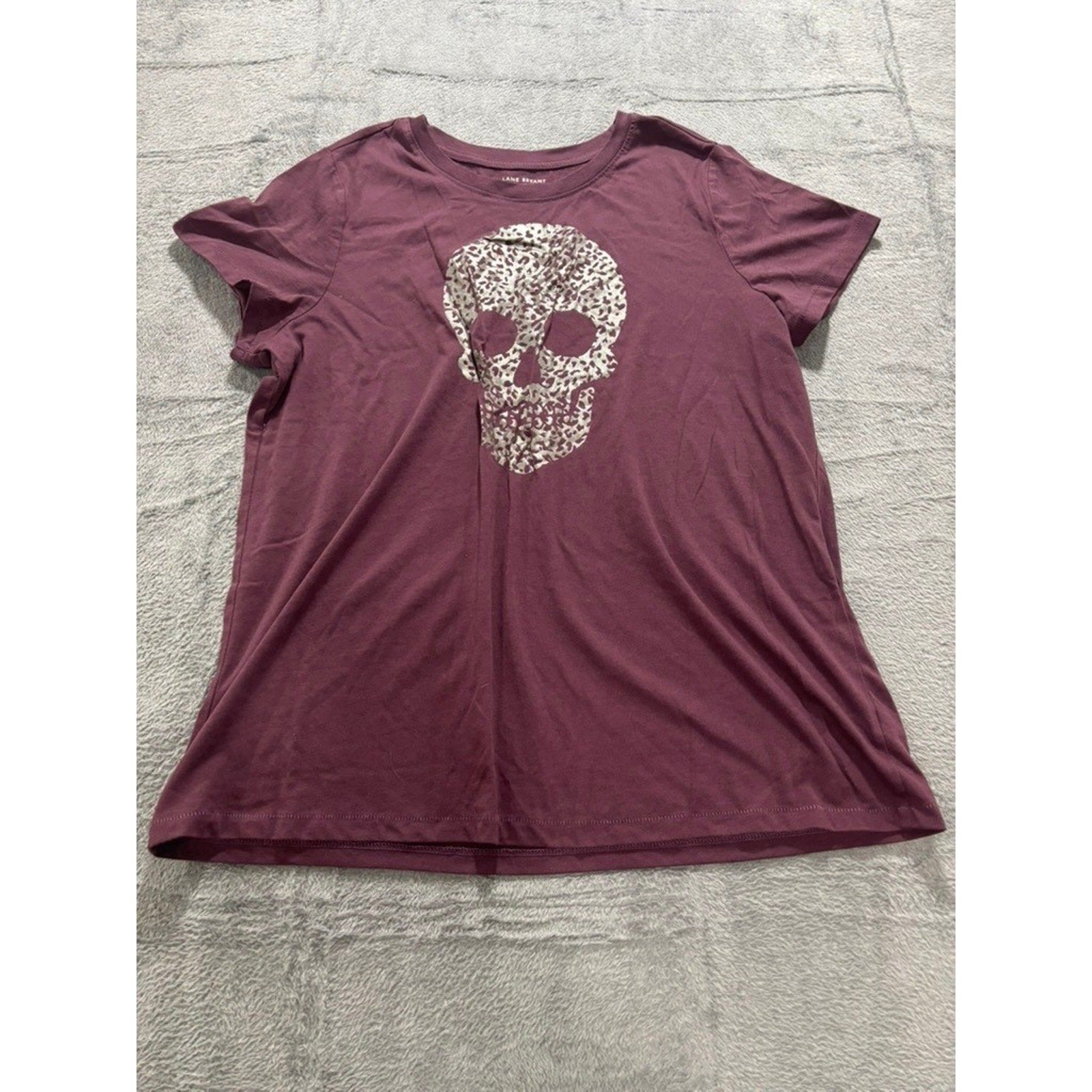 Lane Bryant Purple Skull Leopard Print Graphic Tee Womens 14/16 Plus Rocker