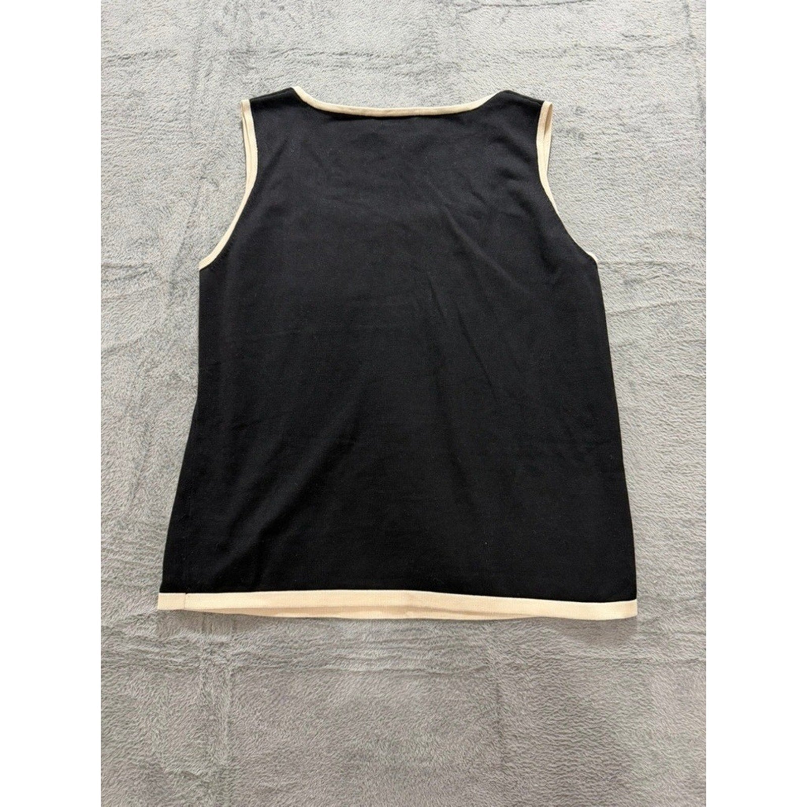 Lauren Ralph Lauren Tank Top Womens XL Black Silk Blend Contrast Trim Knit