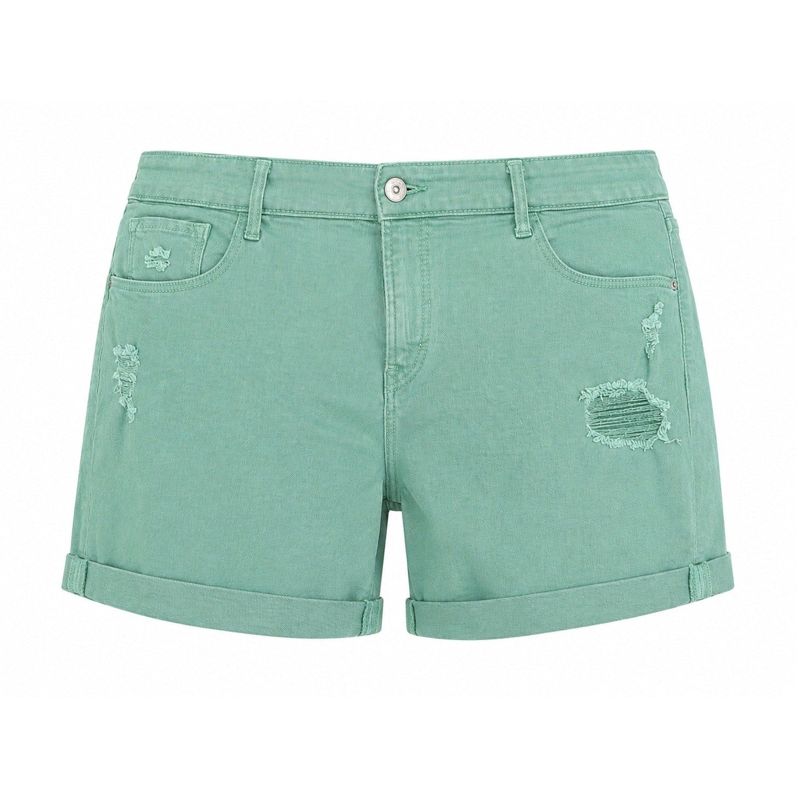 Old Navy Womens Distressed Denim Shorts Seafoam Green Cuffed Size 16 Mid Rise