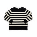 Aerie Womens S Black White Striped Knit Crewneck Sweater Casual Cozy Nautical