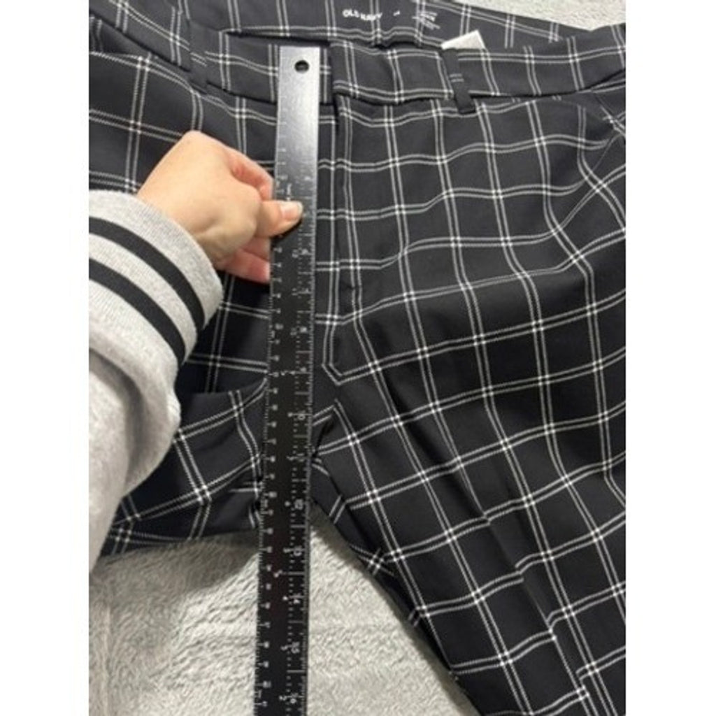 Old Navy Pixie High Rise Ankle Pants Black White Windowpane Plaid Womens 14