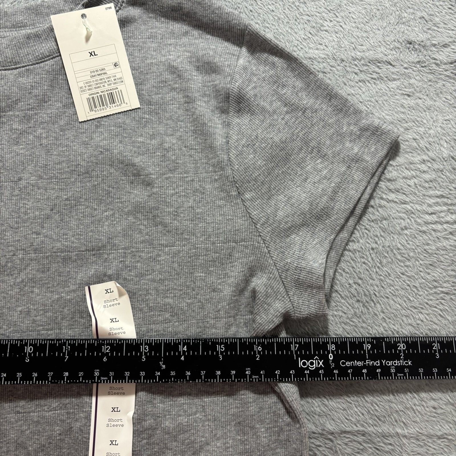 A New Day XL Gray Short Sleeve Ribbed T-Shirt Womens Casual Minimalist Basic