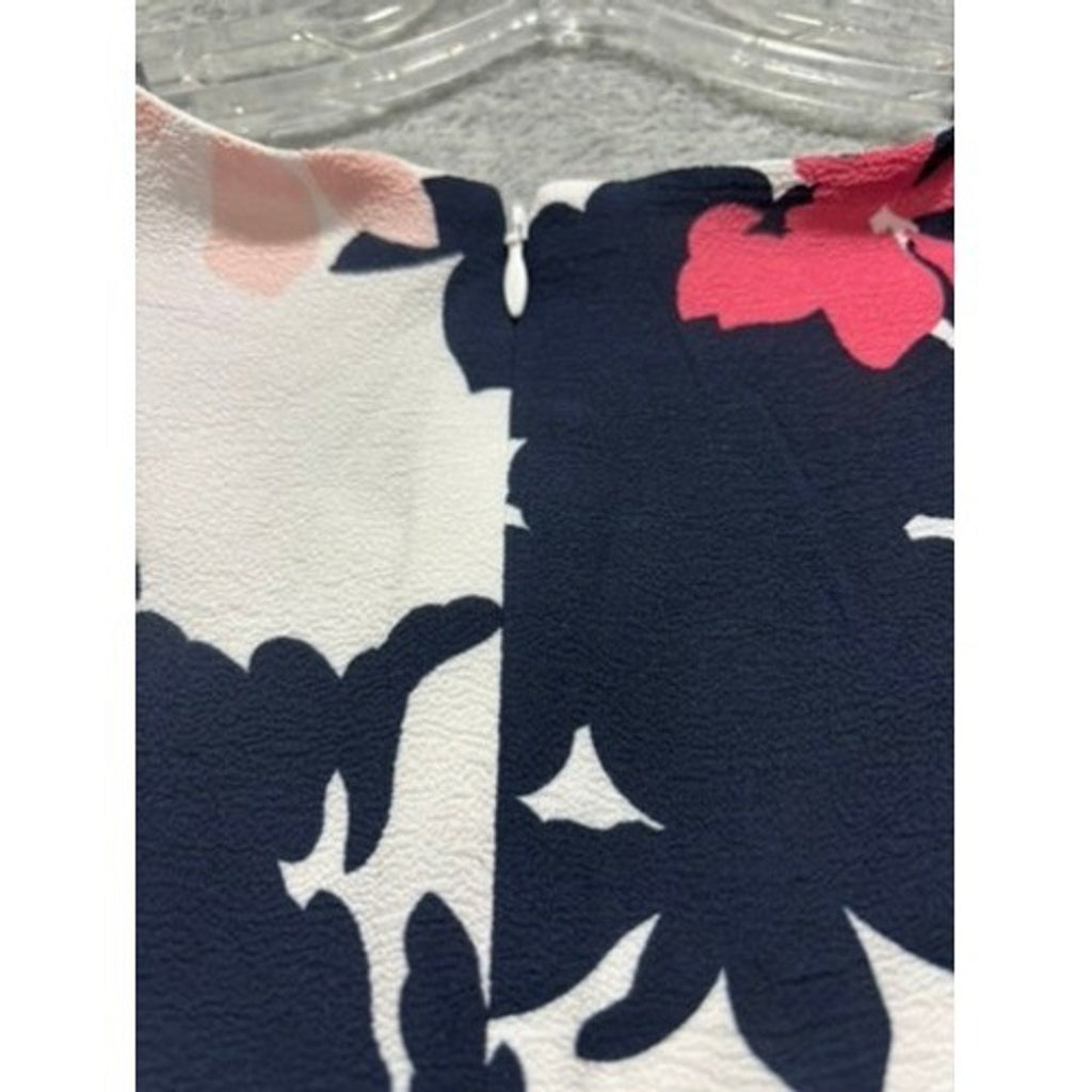 Liz Claiborne Womens 18 White Floral Ruffle Tiered Midi Dress Navy Pink NWT