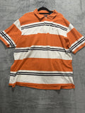 IZOD Mens XXL Orange White Striped Short Sleeve Polo Shirt Preppy