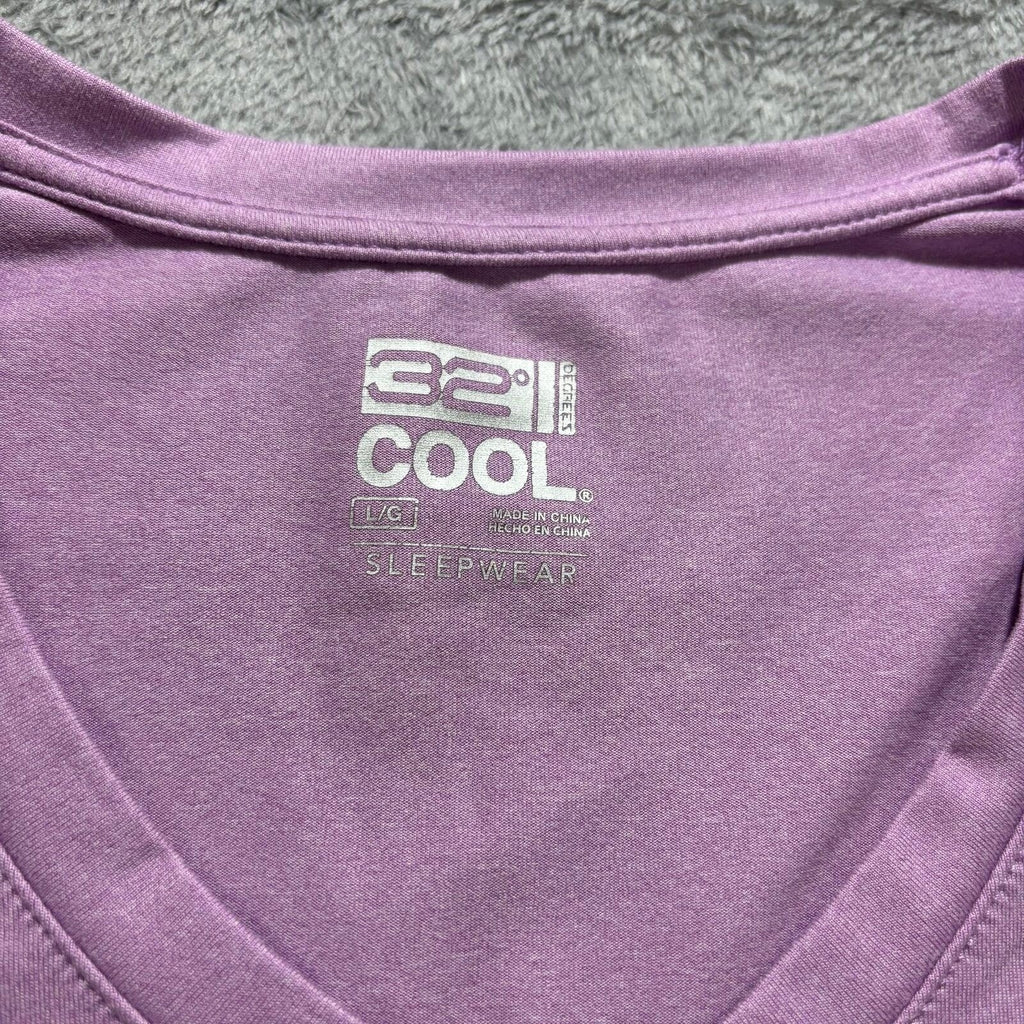 32 Degrees Womens L Purple V-Neck Short Sleeve Sleep Shirt Casual Athleisure