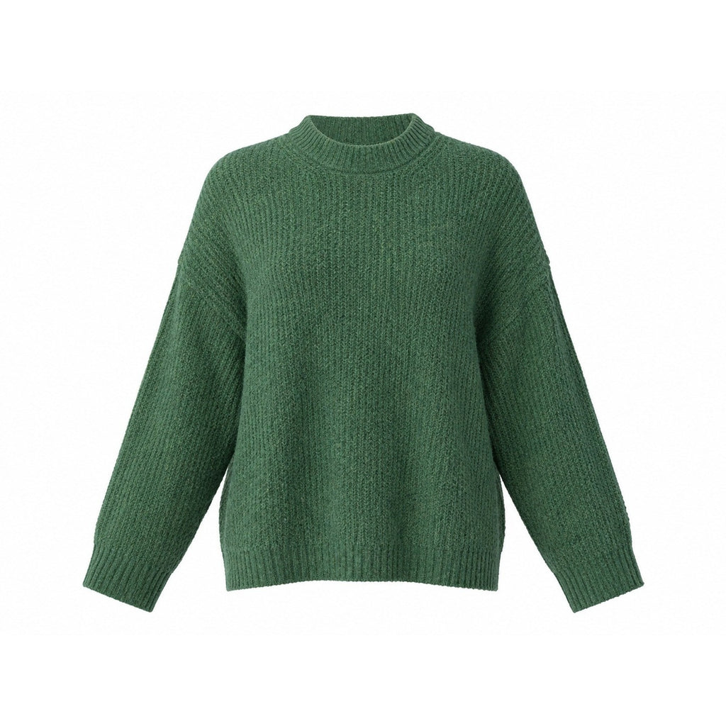 American Eagle Womens Forest Green Ribbed Crewneck Relaxed Fit Sweater Size M