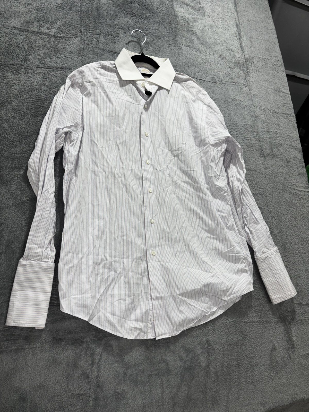 Brooks Brothers Mens 16-33 White Striped Long Sleeve Button Up Dress Shirt