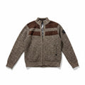 Buffalo David Bitton Mens L Brown Full Zip Mock Neck Sweater Ribbed Knit NWT