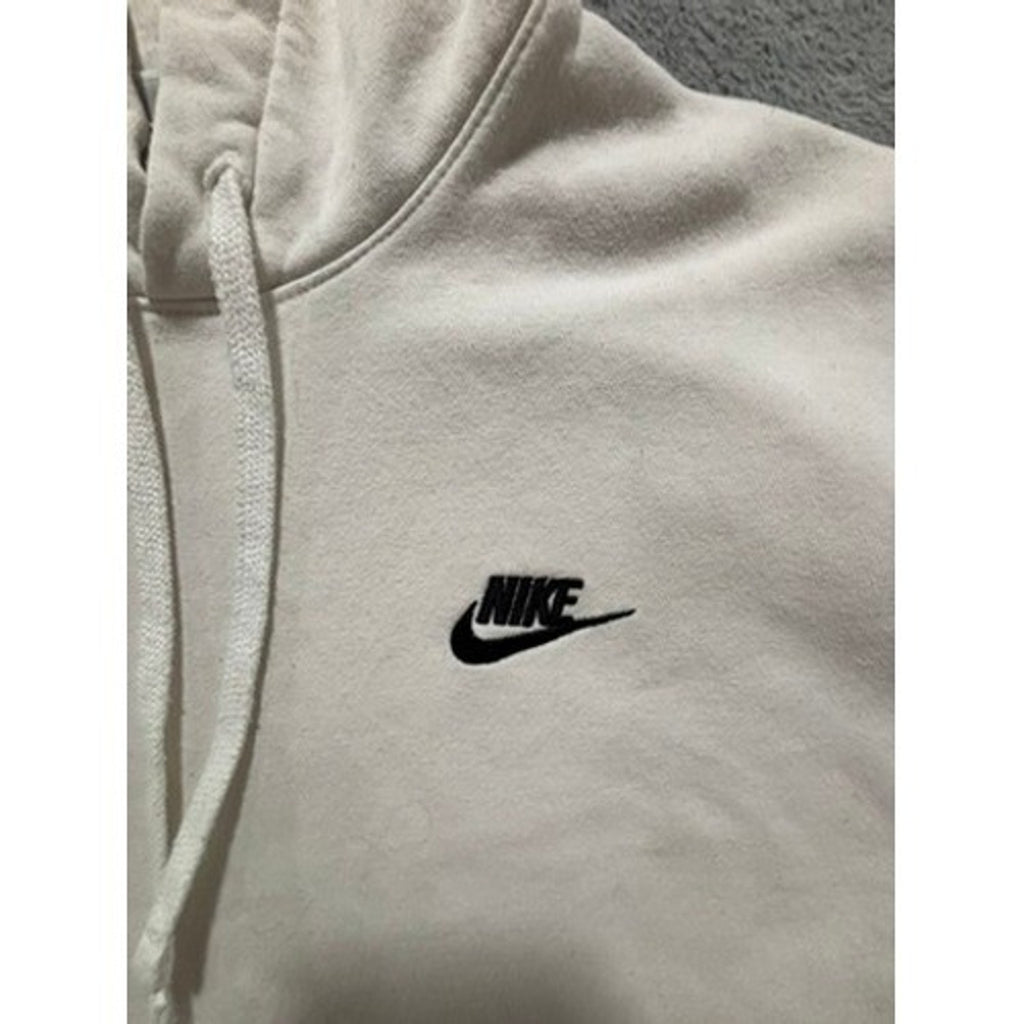 Nike M White Hoodie Womens Crewneck Swoosh Logo Casual Athleisure Sweatshirt