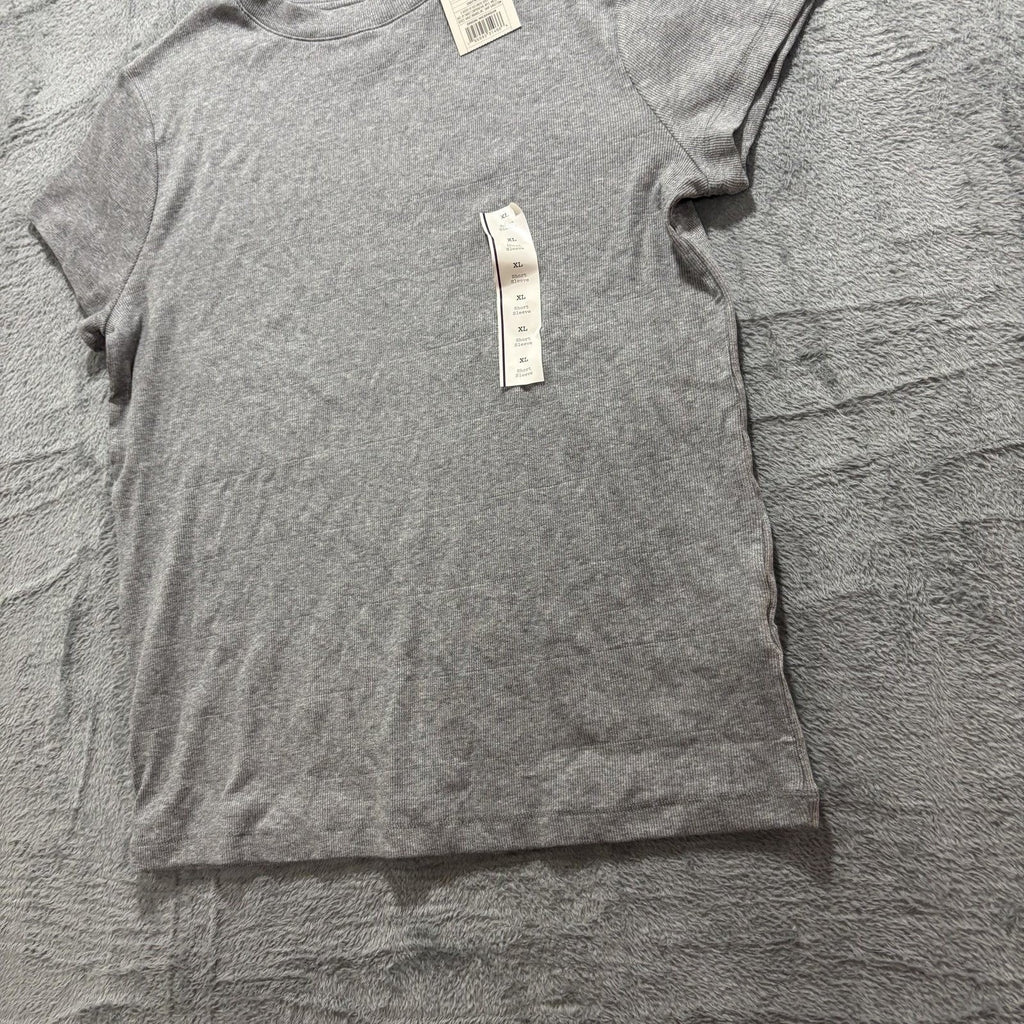 A New Day XL Gray Short Sleeve Ribbed T-Shirt Womens Casual Minimalist Basic
