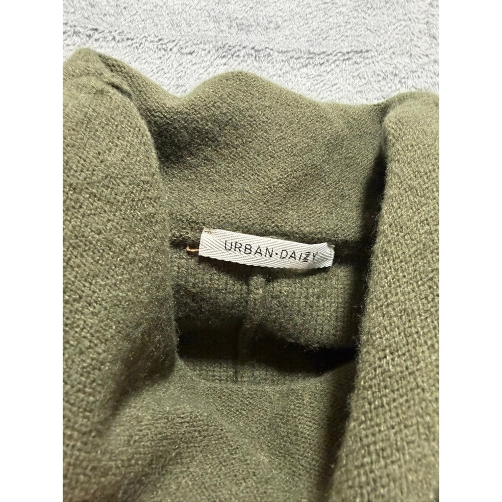 Urban Daizy Olive Green Cowl Neck High Low Poncho Sweater Womens Large Boho