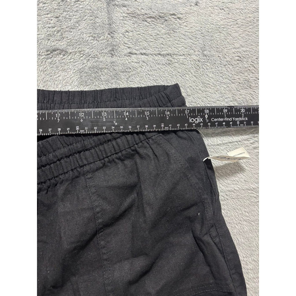 Old Navy L Tall Black Womens Linen Blend Pants Casual Boho Cozy Wide Leg
