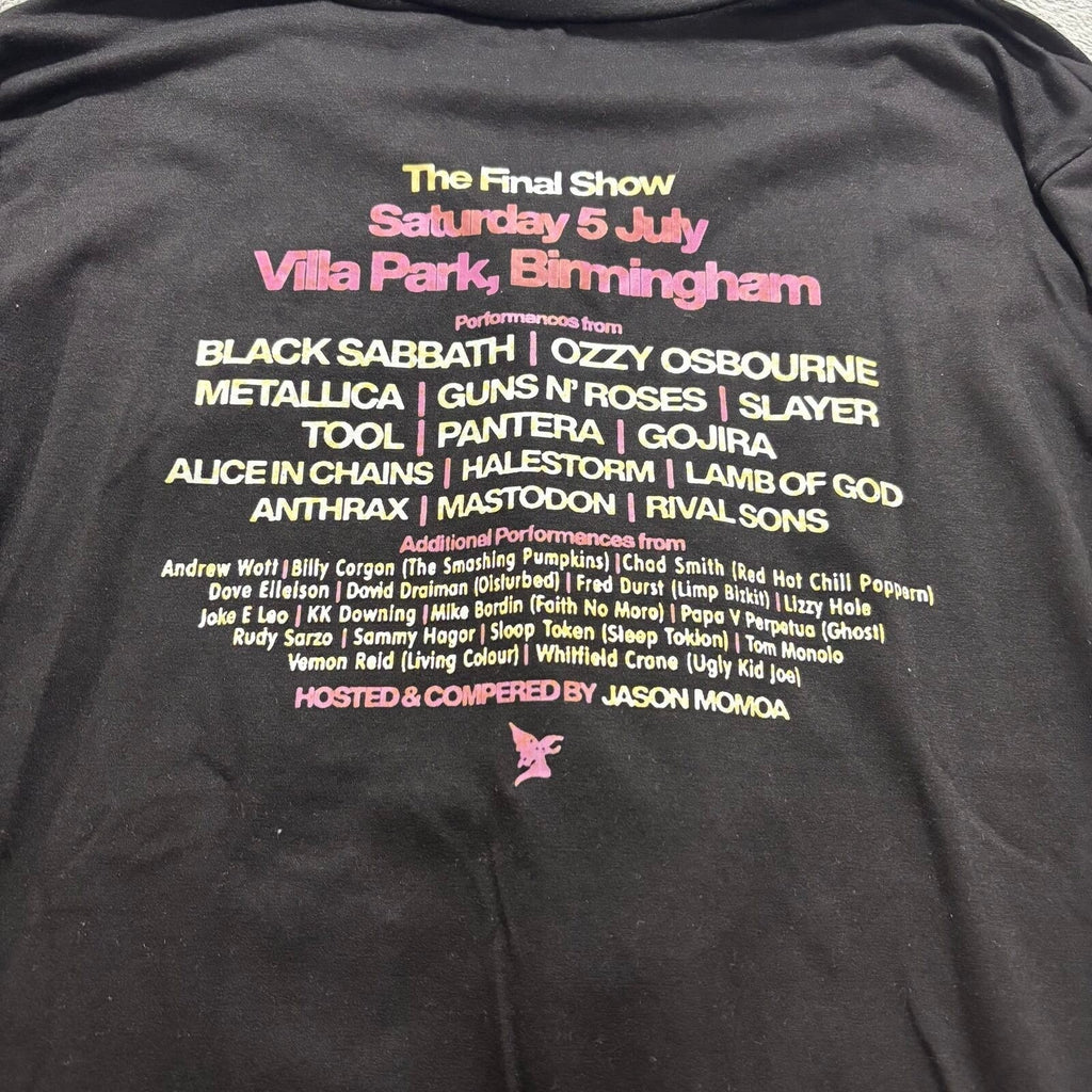 Women L Black Back to the Beginning Concert Graphic V-Neck T-Shirt Vintage Style