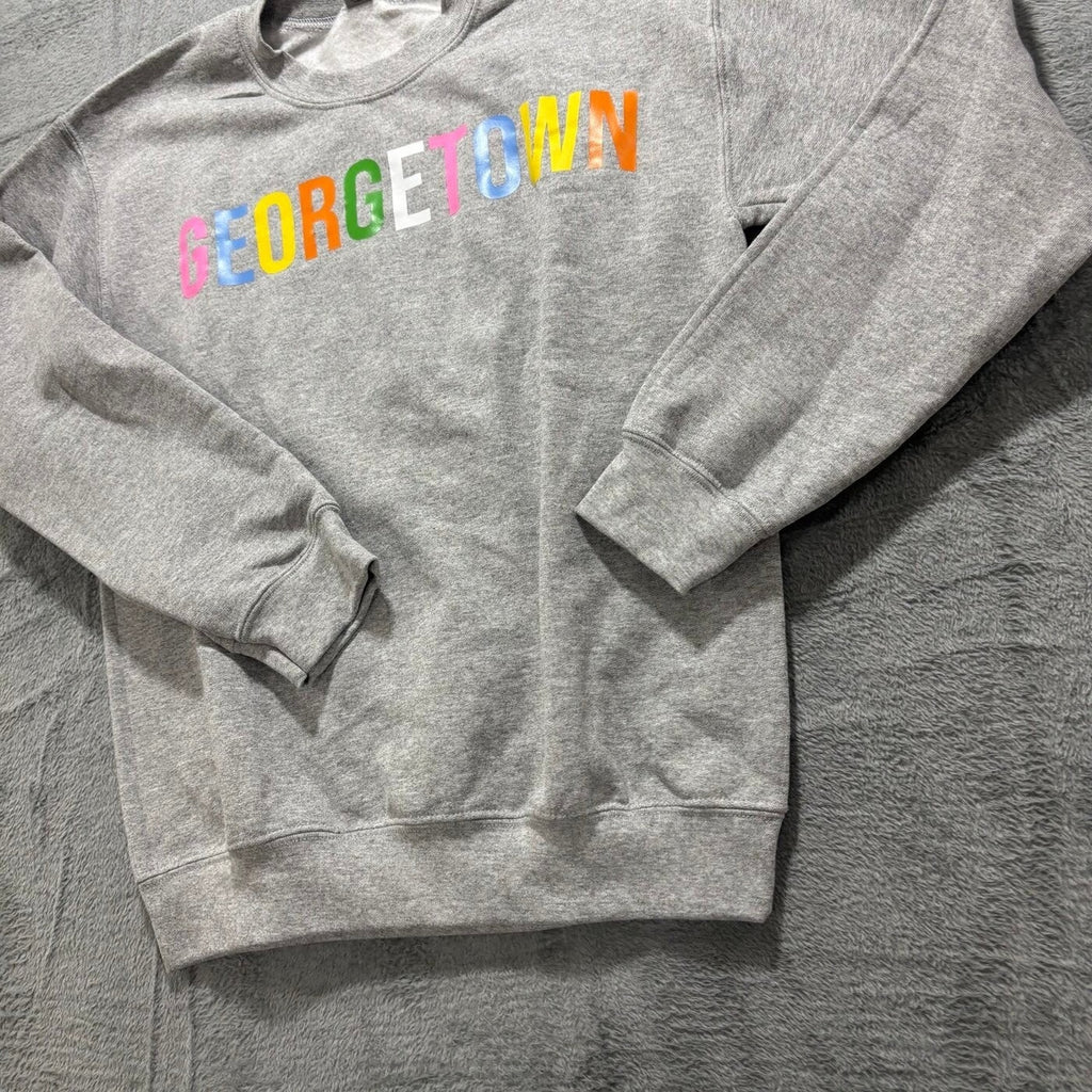 Gildan S Gray Georgetown Rainbow Pride Womens Sweatshirt Casual Cozy