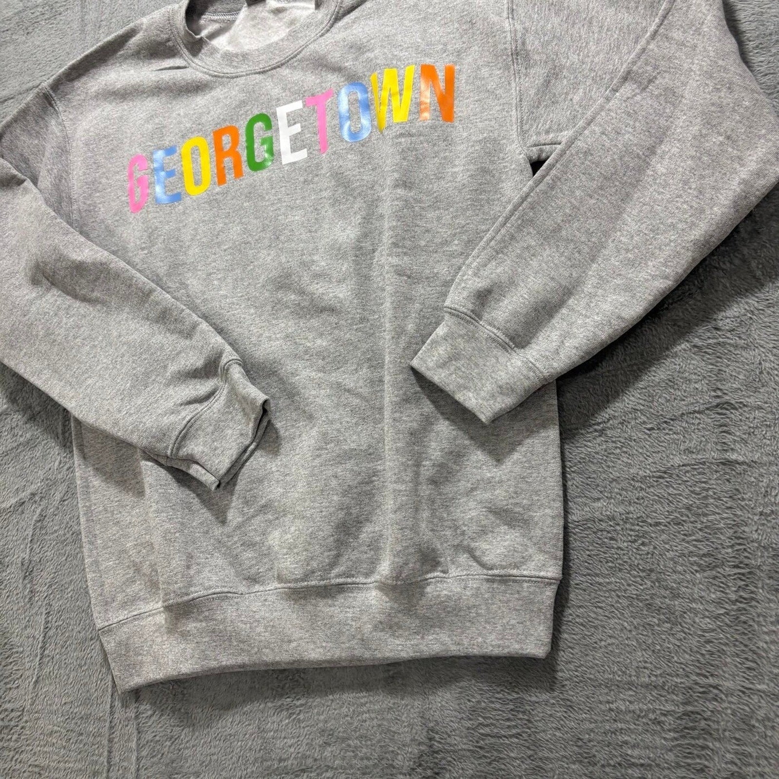 Gildan S Gray Georgetown Rainbow Pride Womens Sweatshirt Casual Cozy