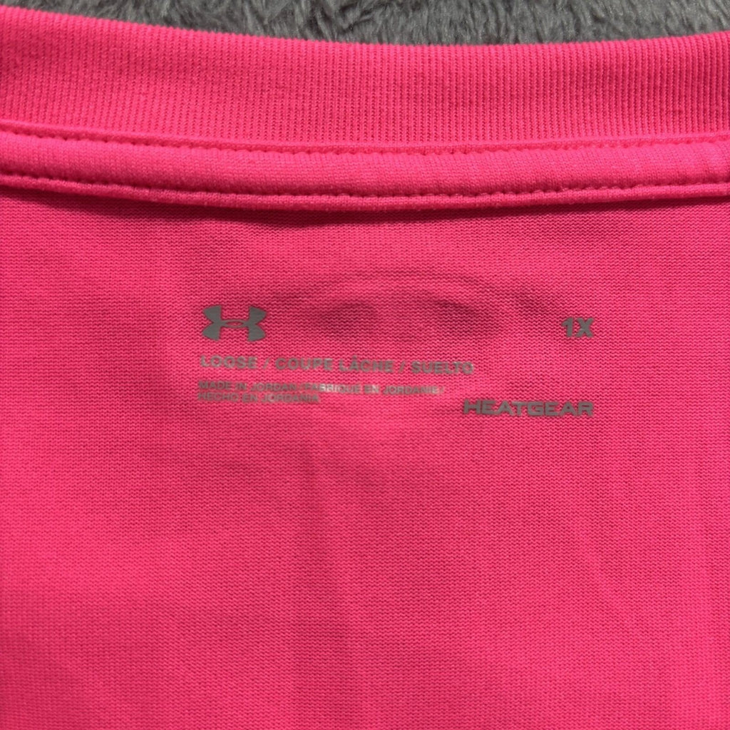 Under Armour Womens 1X Pink Gray V-Neck T-Shirt Lot 2 HeatGear Athleisure Gym