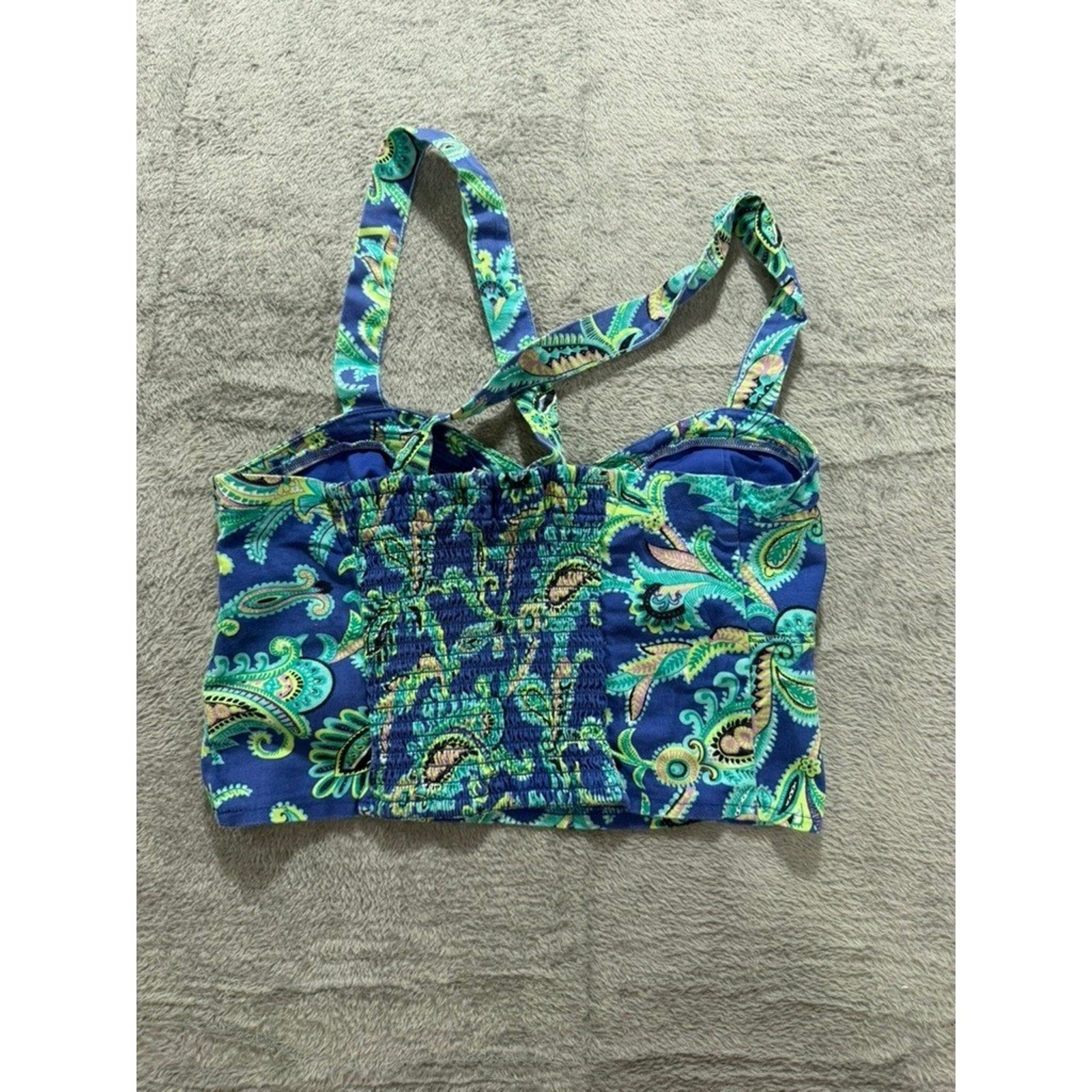 Aeropostale Crop Top Womens Small Blue Paisley Strappy Y2K Stretch Bustier