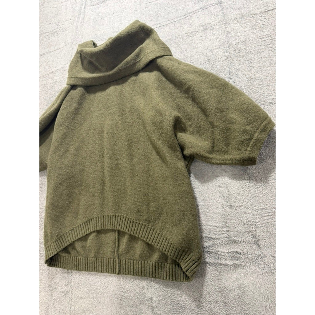 Urban Daizy Olive Green Cowl Neck High Low Poncho Sweater Womens Large Boho