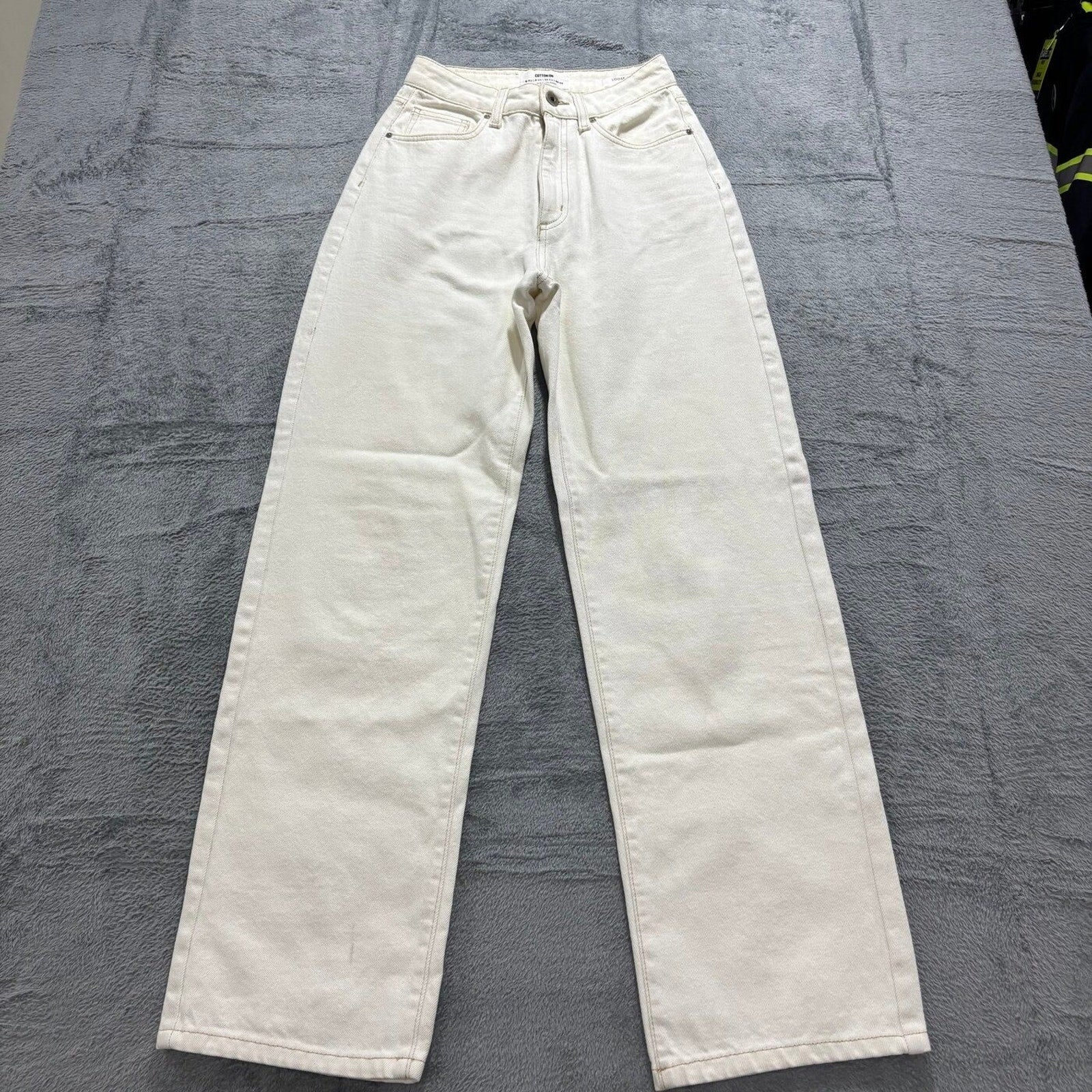 Cotton On Womens 2 Cream Loose Straight Leg Jeans Denim Casual Boho
