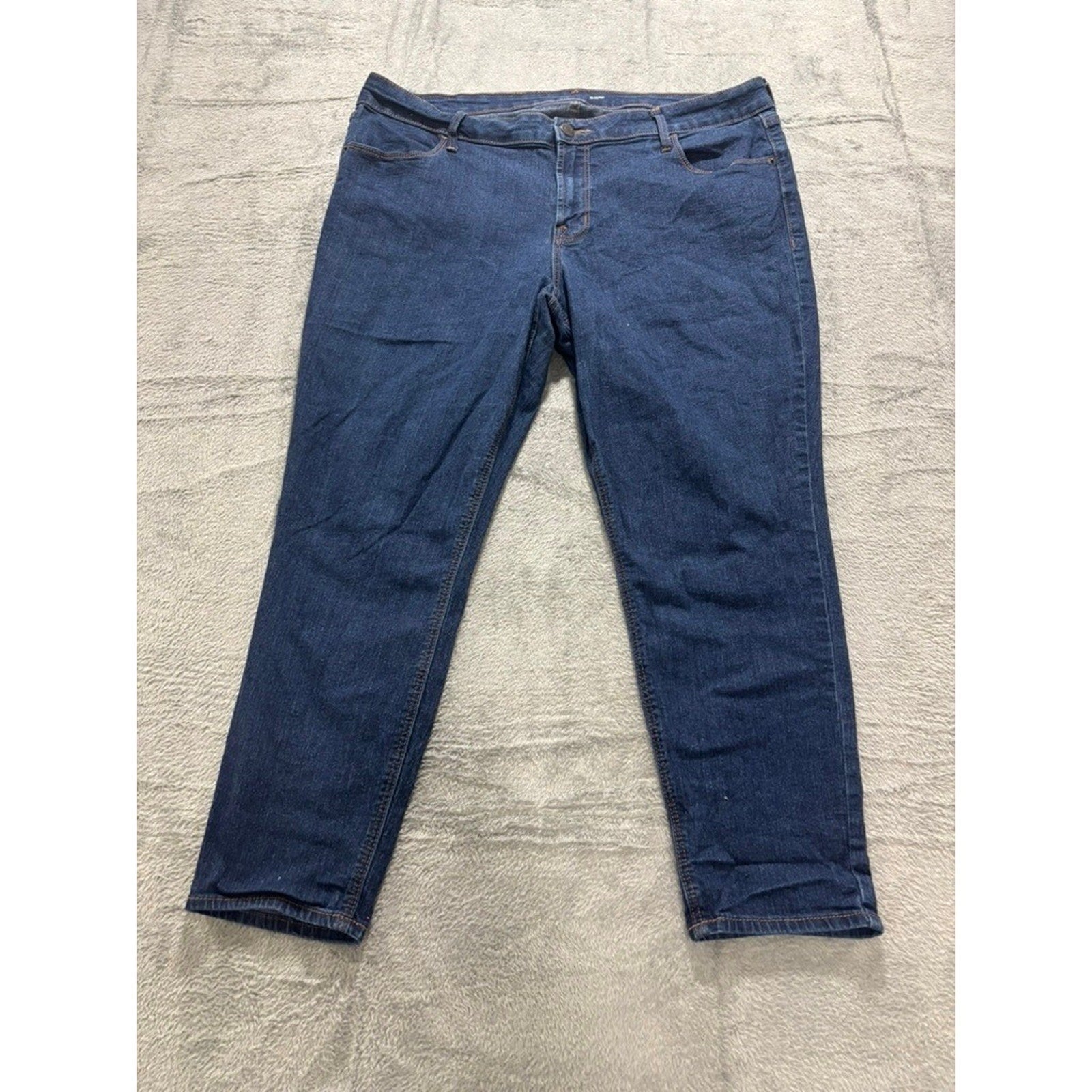 Old Navy Super Skinny Ankle Jeans Womens 16 Short Dark Wash Mid Rise Blue Denim