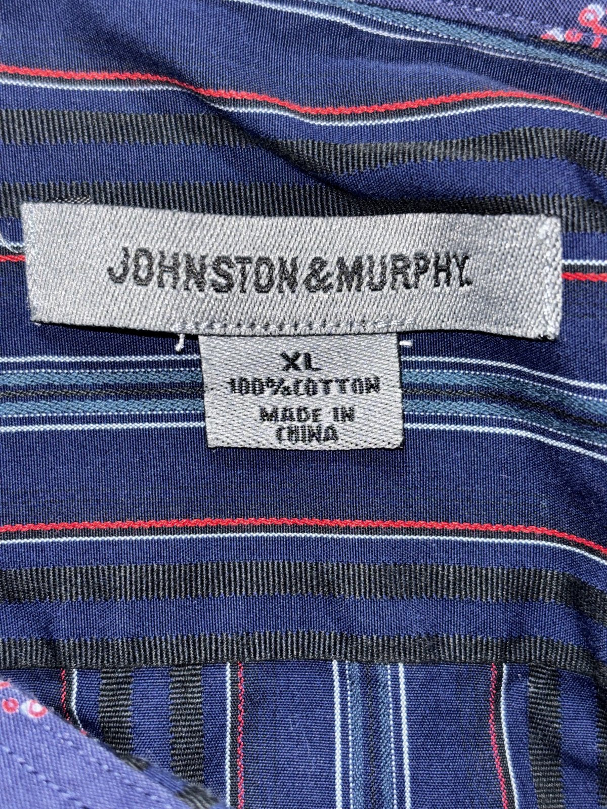 Johnston & Murphy Men's Navy Stripe Shirt Size XL, photo 6 of 9
