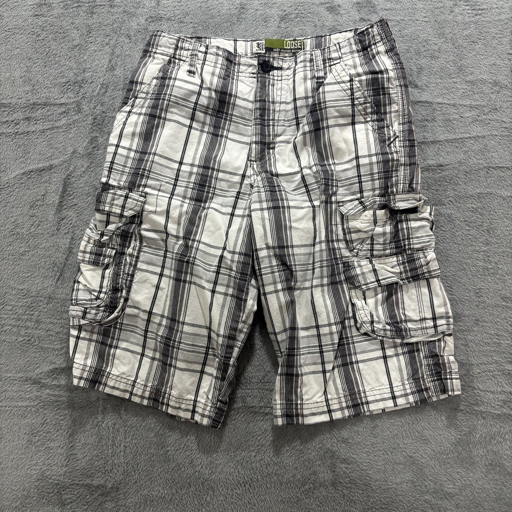 Lee Dungarees 16 White Black Plaid Cargo Shorts Womens Loose Casual Vintage Y2K