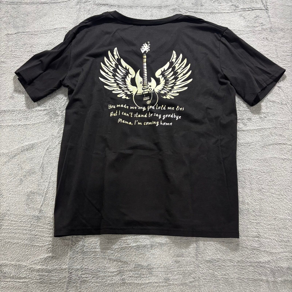 Ozzy Osbourne L Black Womens V-Neck Graphic T-Shirt Mama I'm Coming Home Vintage