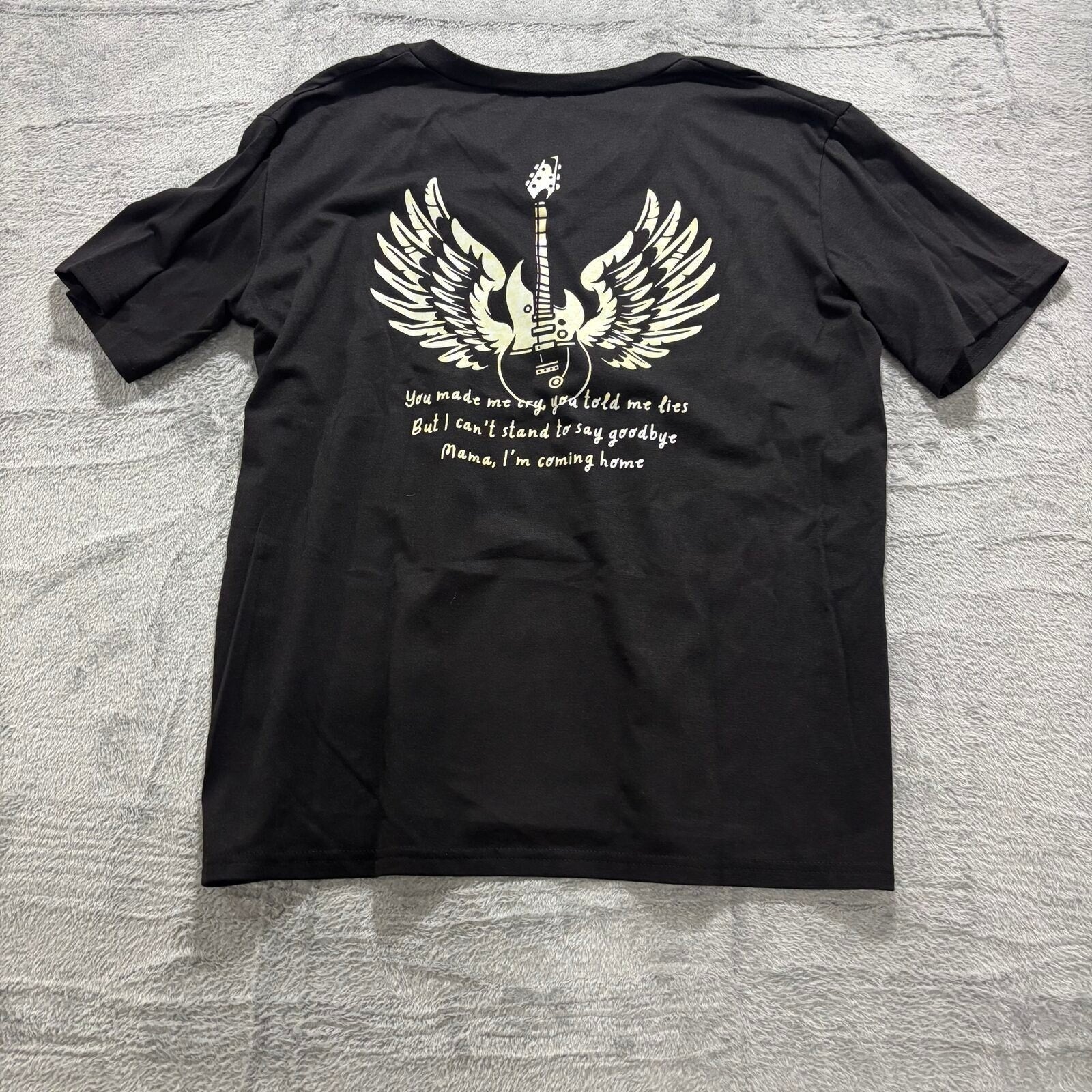Ozzy Osbourne L Black Womens V-Neck Graphic T-Shirt Mama I'm Coming Home Vintage
