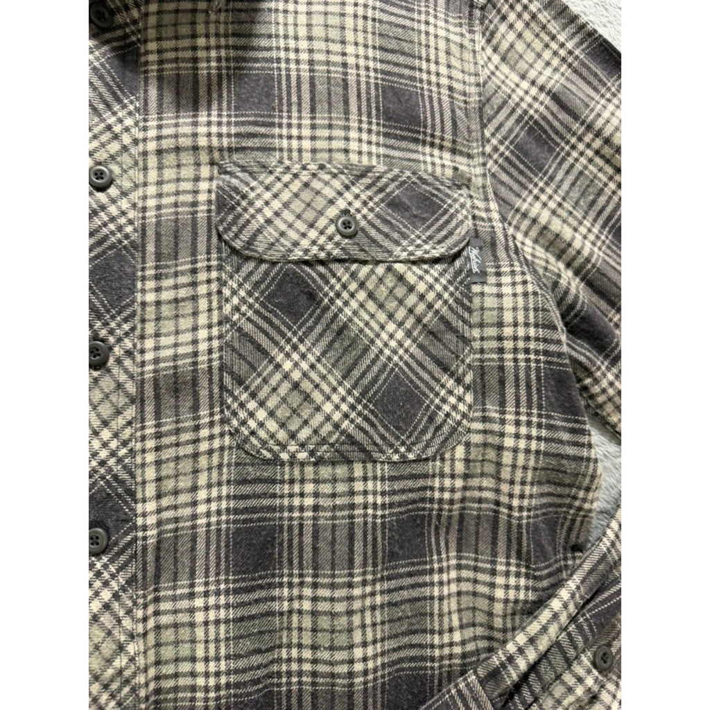 Woolrich Mens Grey Plaid Flannel Button Down Shirt Medium Long Sleeve Cotton