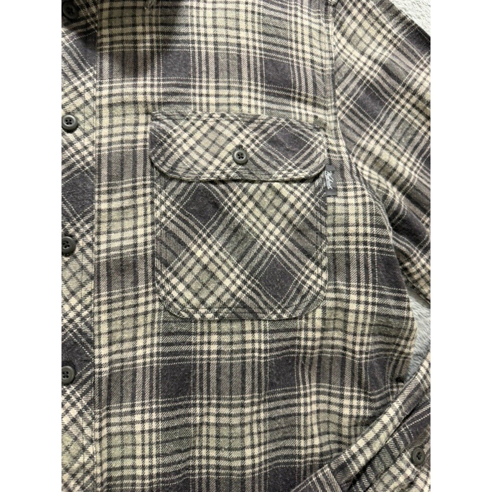 Woolrich Mens Grey Plaid Flannel Button Down Shirt Medium Long Sleeve Cotton