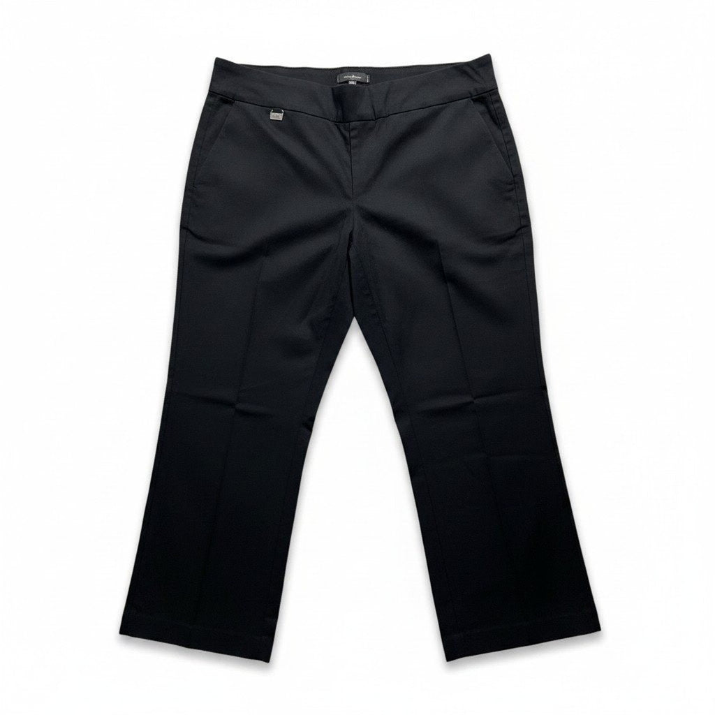 Alfani 16W Black Womens Tummy Control Pull On Crop Pants Stretch Career Casual