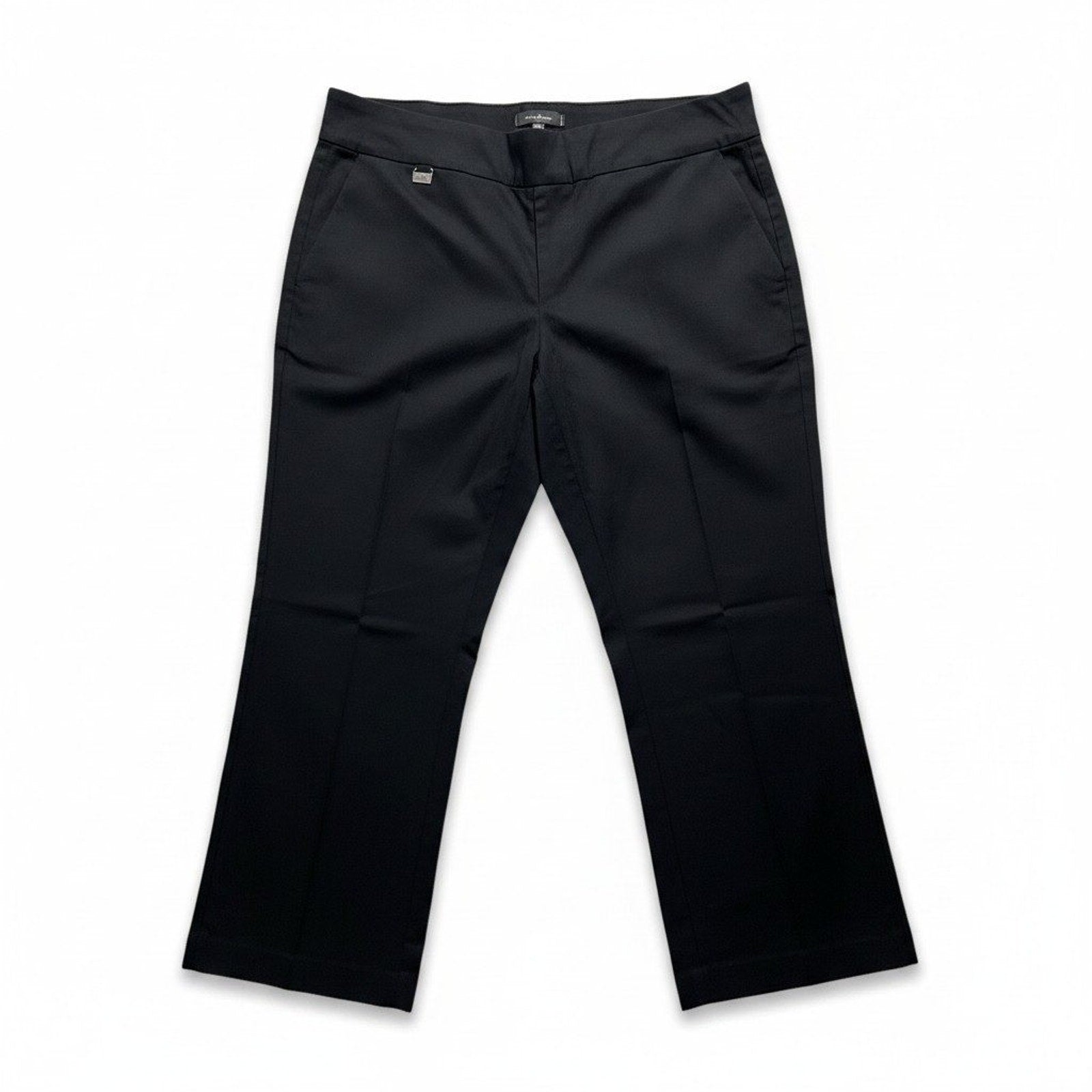 Alfani 16W Black Womens Tummy Control Pull On Crop Pants Stretch Career Casual