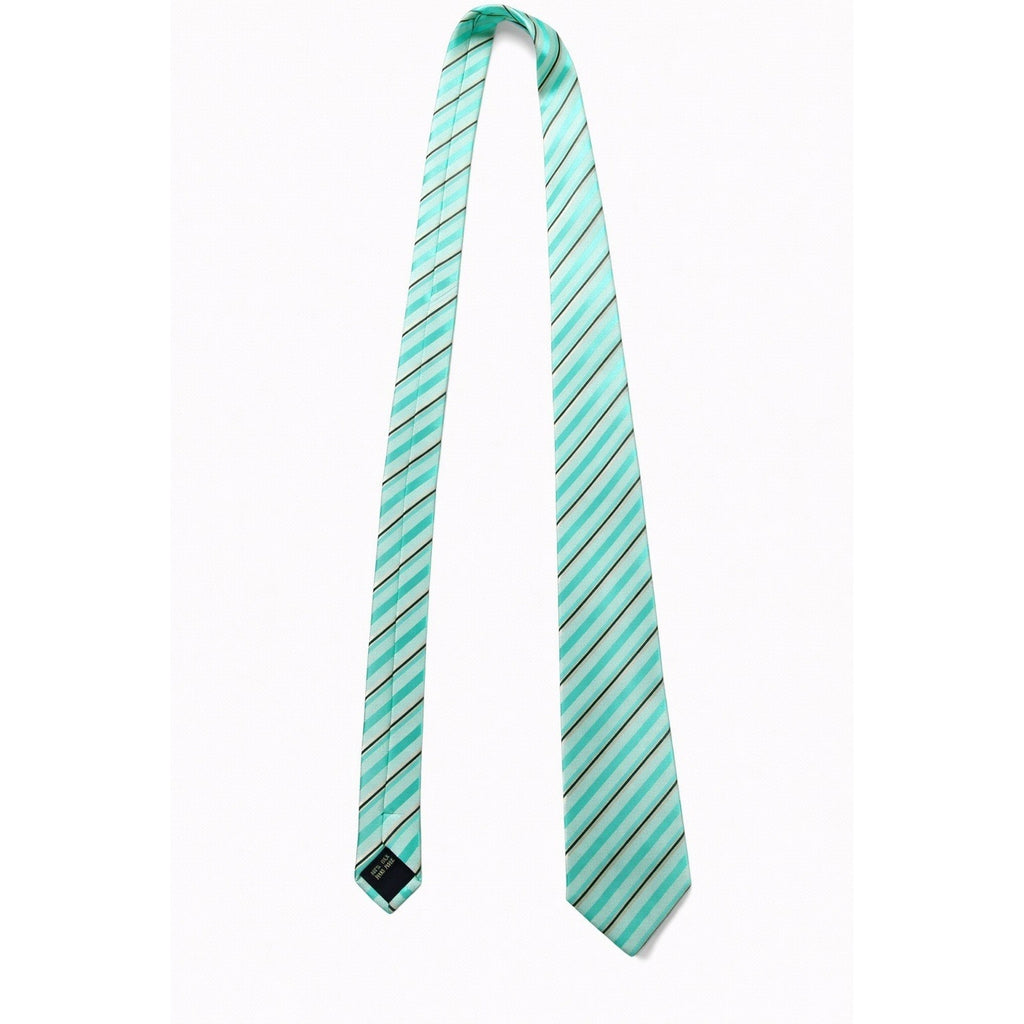 Kailong Silk Tie Green Striped Handmade Necktie Classic Formal Business