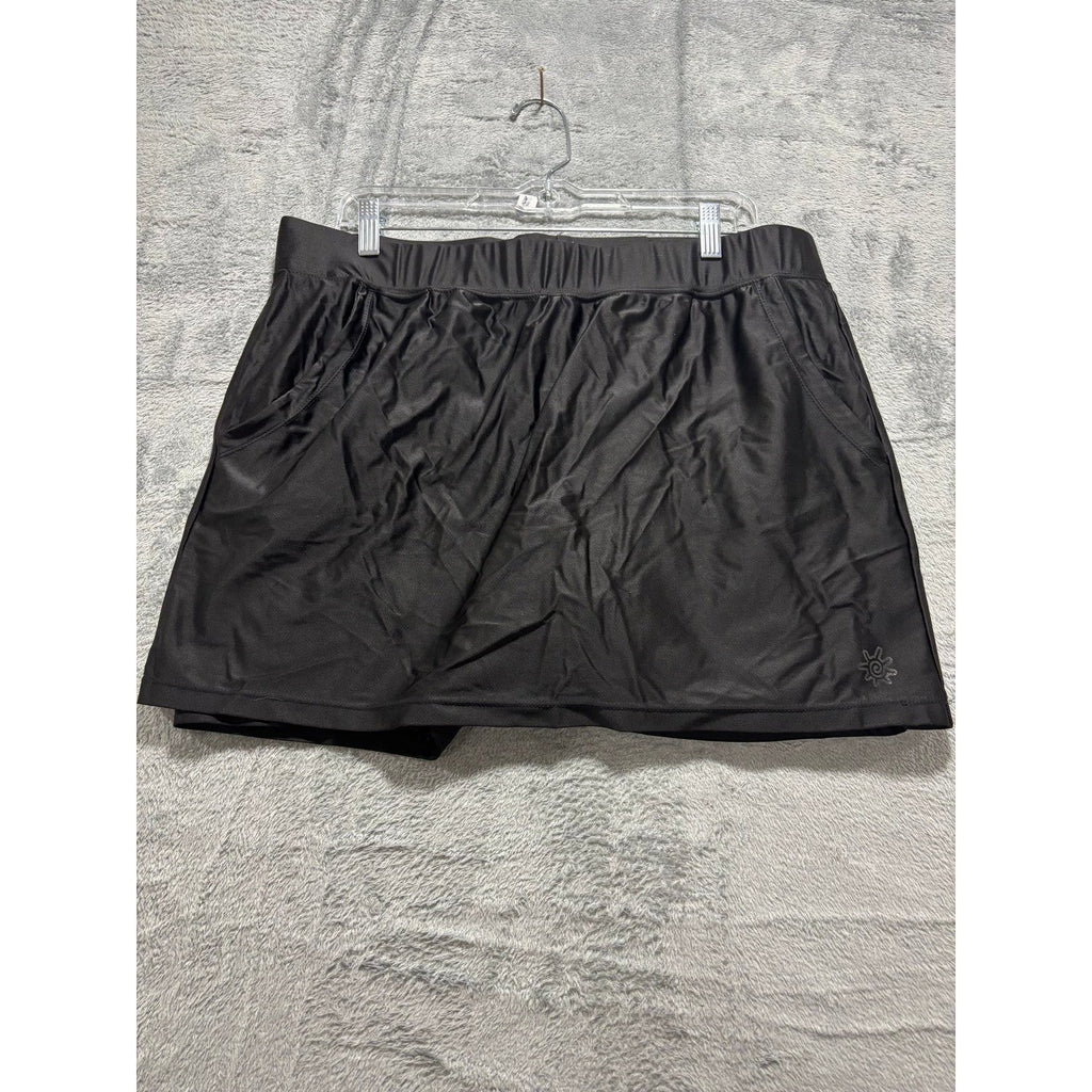 Coolibar XL Black Womens Swim Skort Athleisure Coastal Casual