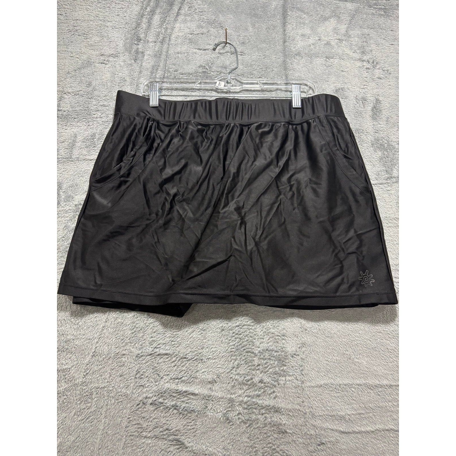 Coolibar XL Black Womens Swim Skort Athleisure Coastal Casual
