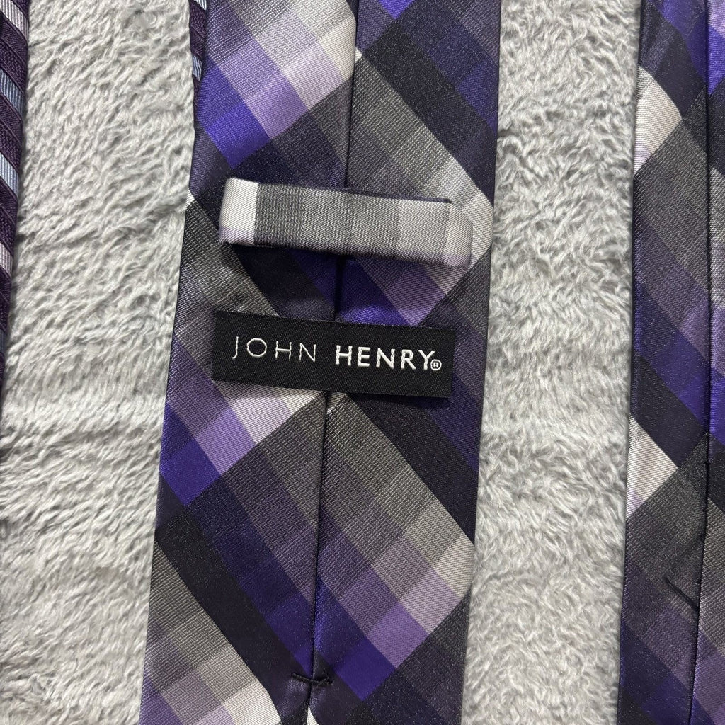 Calvin Klein Billy London John Henry OS Purple Black Necktie Lot 3 Vintage Pro