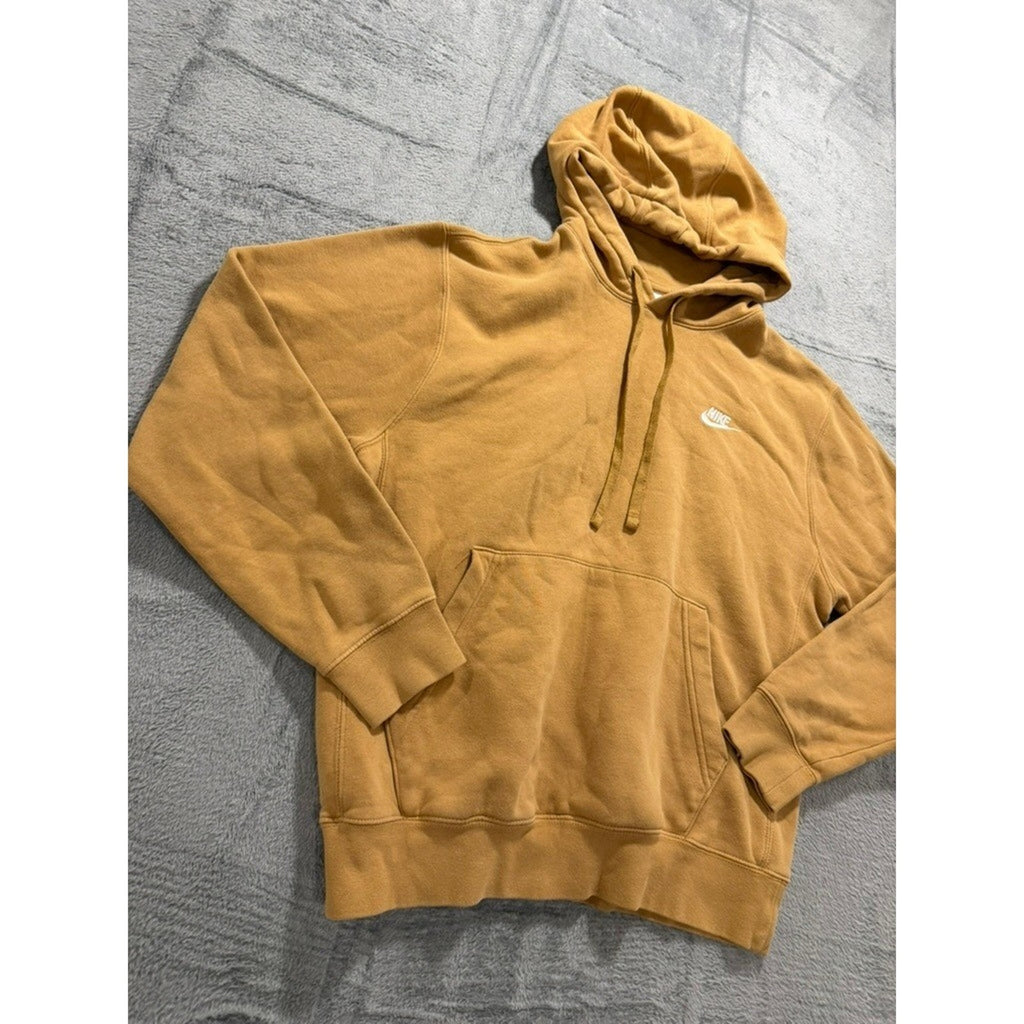 Nike Sportswear Club Fleece Hoodie Mens Small Mustard Yellow Streetwear Casual
