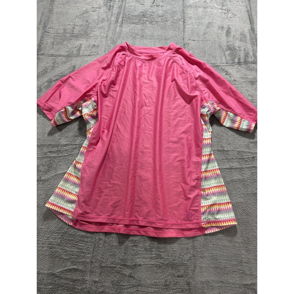 UV Skinz Womens 3XL Pink Rash Guard Swim Shirt Short Sleeve Casual Athleisure