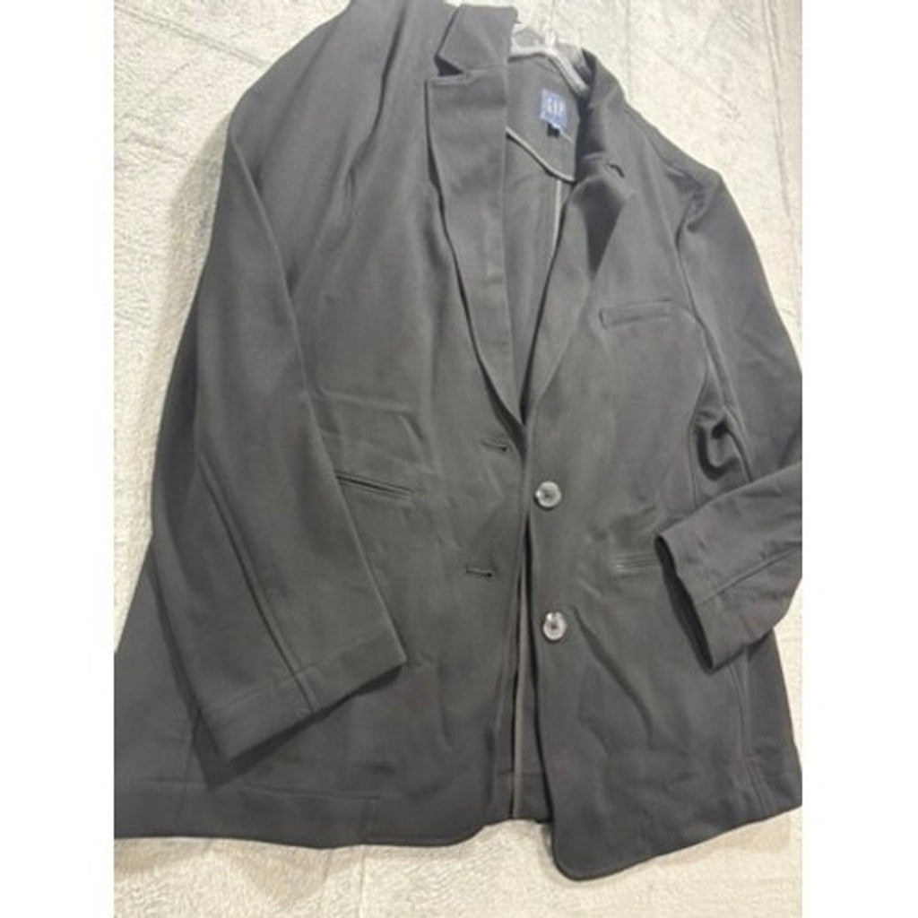 GAP Womens Black Two-Button Stretch Knit Blazer Jacket Size Large L Solid