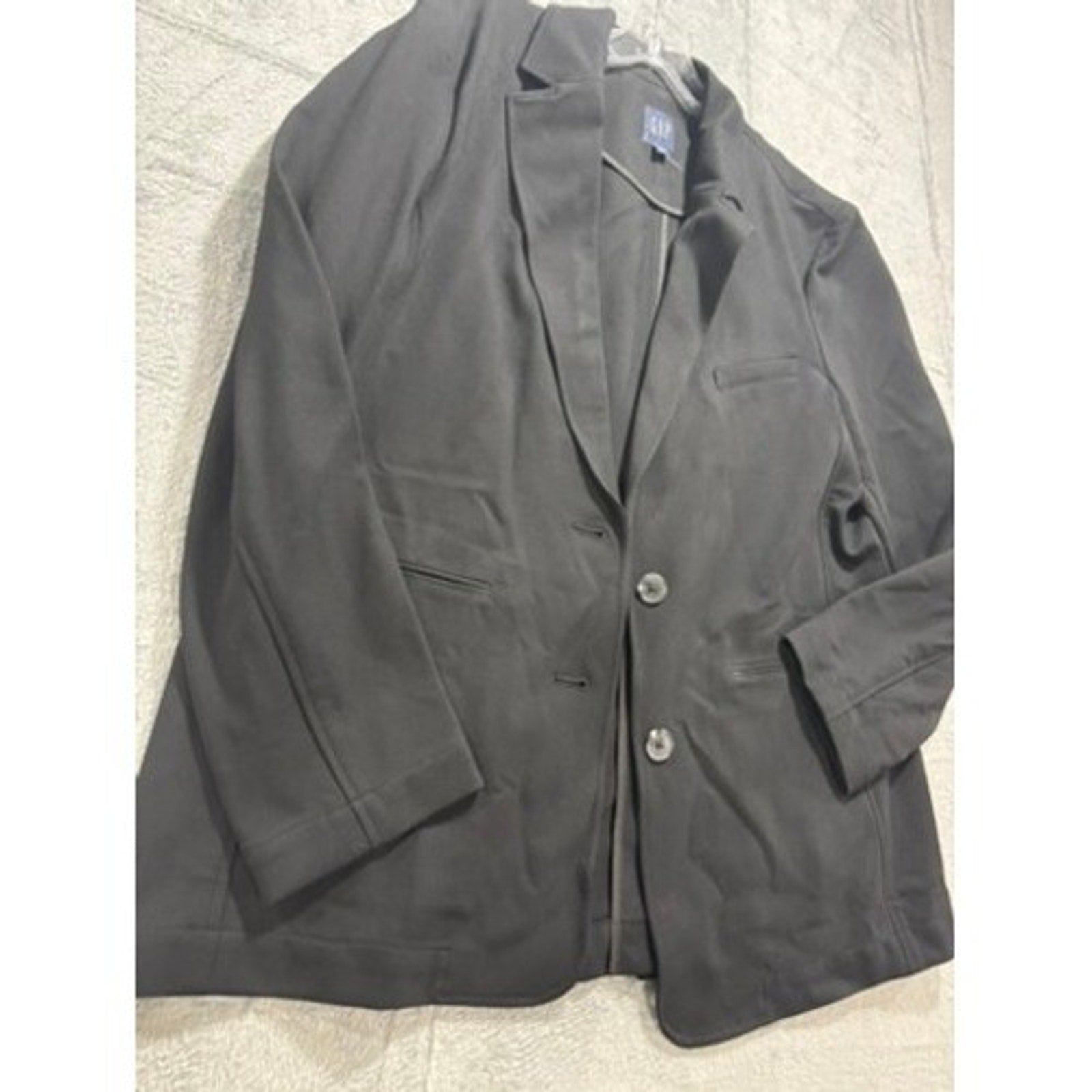 GAP Womens Black Two-Button Stretch Knit Blazer Jacket Size Large L Solid