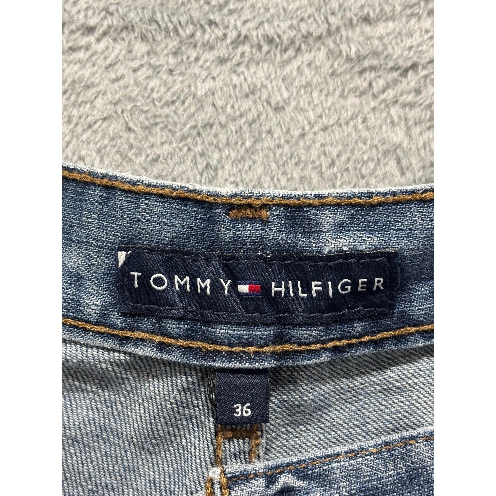 Tommy Hilfiger 36 Blue Denim Carpenter Shorts Mens Vintage Casual 90s Relaxed