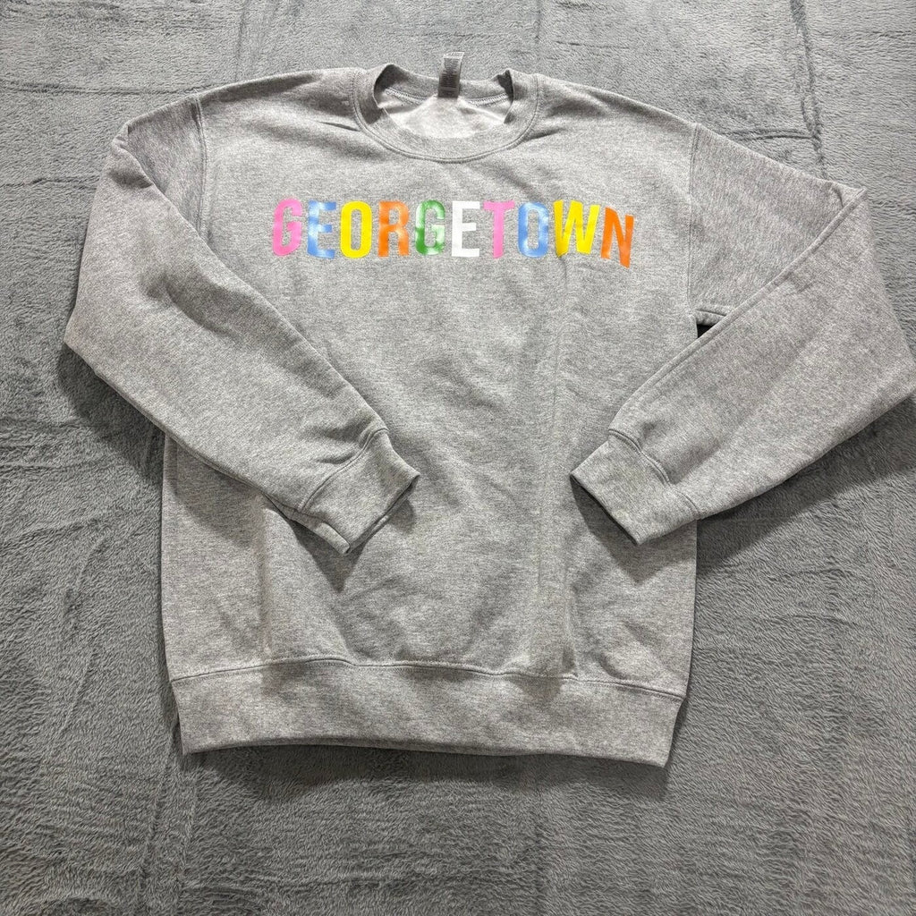 Gildan S Gray Georgetown Rainbow Pride Womens Sweatshirt Casual Cozy