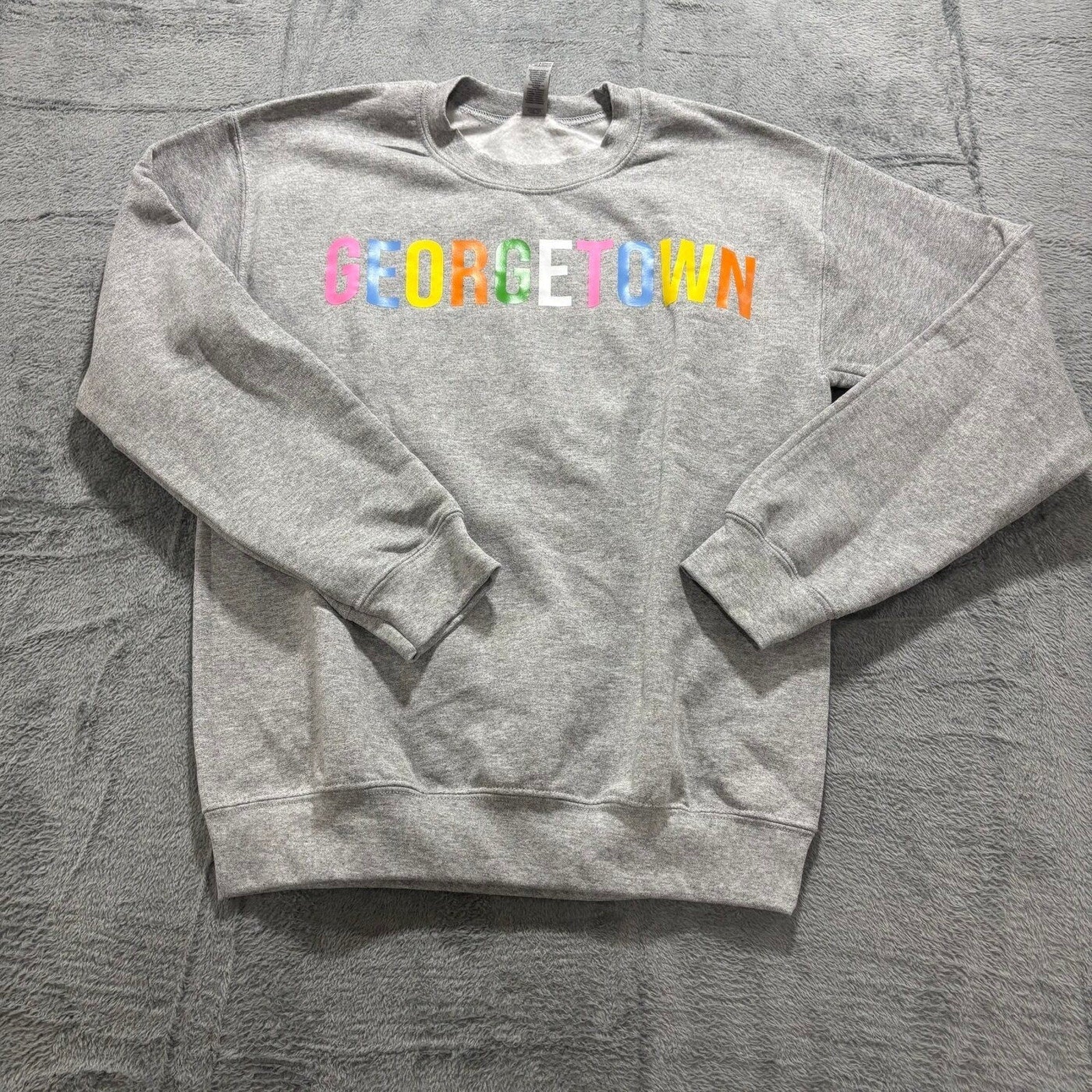 Gildan S Gray Georgetown Rainbow Pride Womens Sweatshirt Casual Cozy